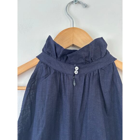 1901 womens navy jumpsuit size XL linen blend sleeveless - Picture 2 of 12